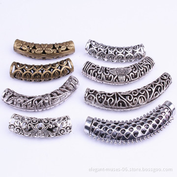 Wholesale Fashion DIY  hollow alloy bend Jewelry beaded dreadlocks retro carved metal Ring hair accessories for braids